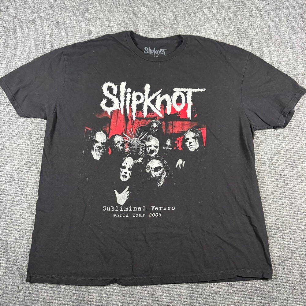 Vtg Slipknot T Shirt Mens XXL Black Excellent Subliminal Verses World Tour 2005